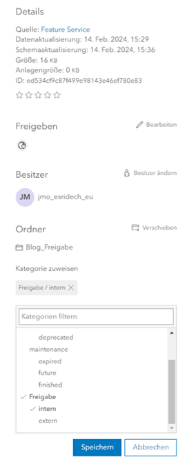Zuweisen von Kategorien zu Elementen