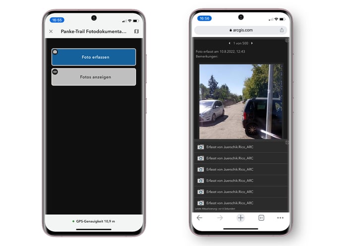 Fotoaufnahme mit ArcGIS QuickCapture mit einem Smartphone