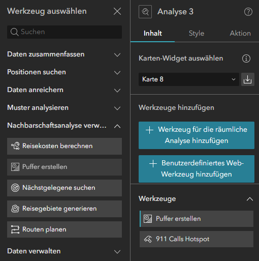 Analyse Widget im ArcGIS Experience Builder