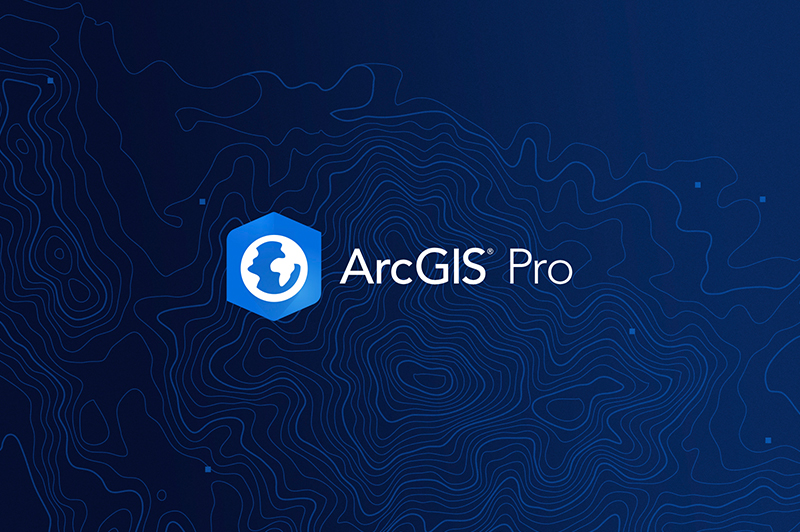 Logo von ArcGIS Pro vor dunkelblauem Hintergrund