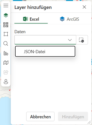 Mit der neuen Funktion können Sie eine JSON-Datei direkt auf die Karte hinzufügen