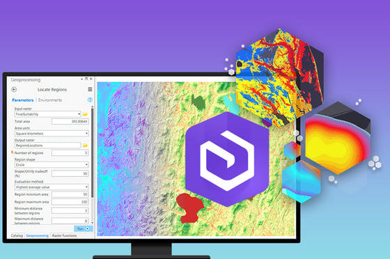 GIS-Anwendung auf einem Bildschirm mit ArcGIS Enterprise