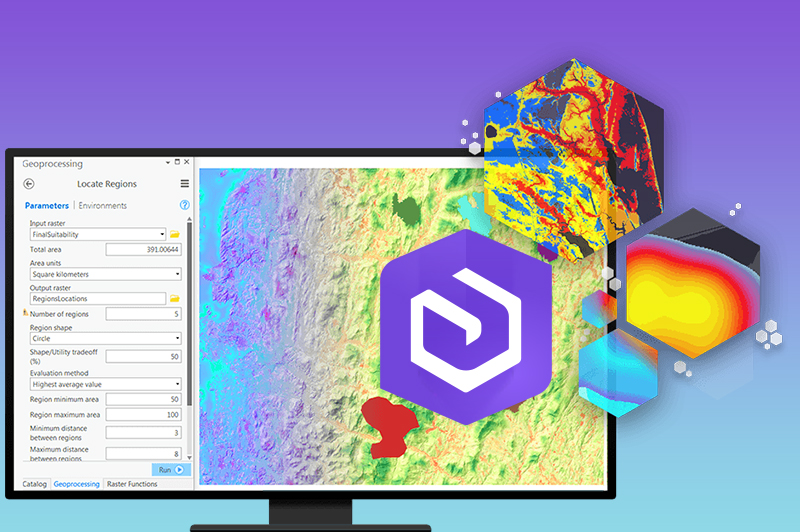 GIS-Anwendung auf einem Bildschirm mit ArcGIS Enterprise