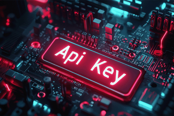 Grafikkarte eines Computers mit einer Taste auf der "Api Key" steht