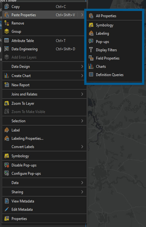 Einzelne Layer-Eigenschaften kopieren in ArcGIS Pro 3.4