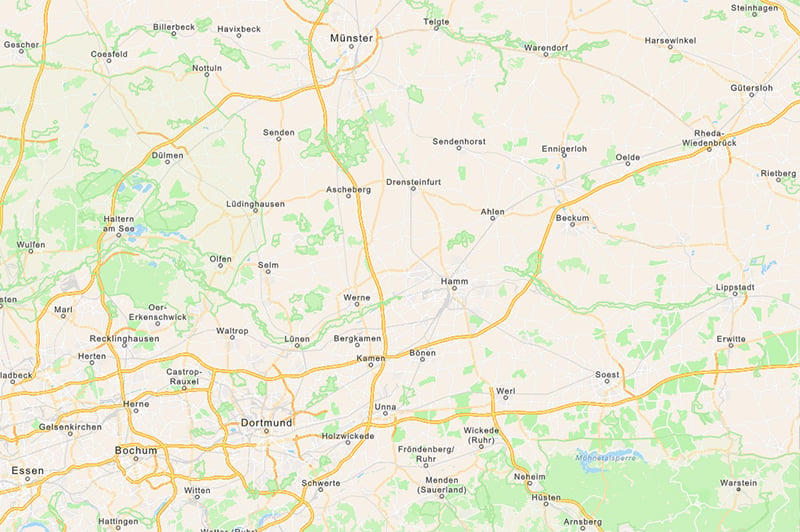 Kartenausschnitt zeigt das Gebiet um Dortmund in der Open Basemap (Navigation)