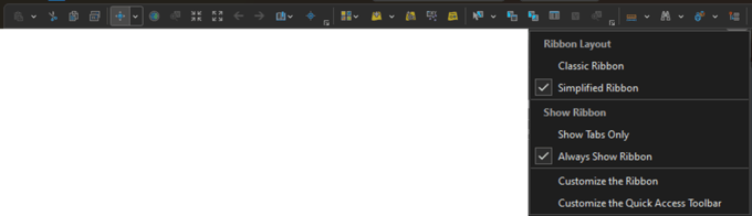 Vereinfachtes Menüband in ArcGIS Pro 3.4