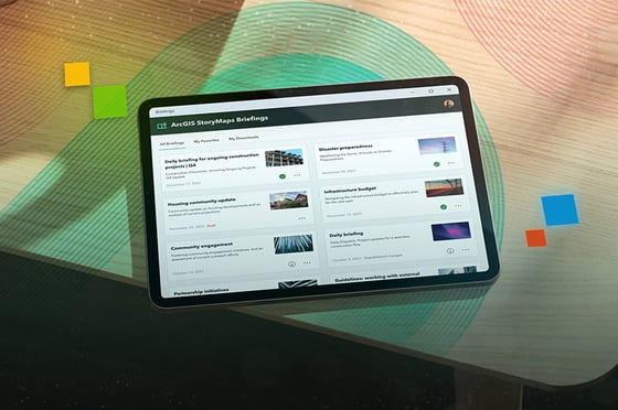 Tablet zeigt Briefings für StoryMaps