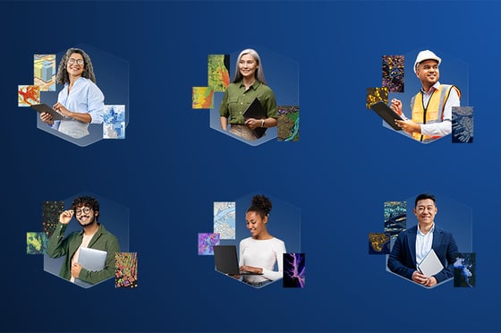 6 Personen, die für die ArcGIS Benutzertypen stehen
