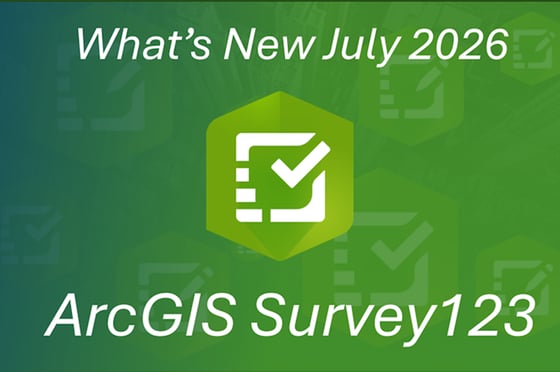 Titelgrafik zu den ArcGIS Survey123 Neuerungen im Juli 2026 mit Survey123-Logo.