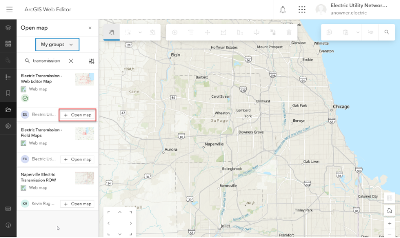 Map im ArcGIS Web Editor öffnen