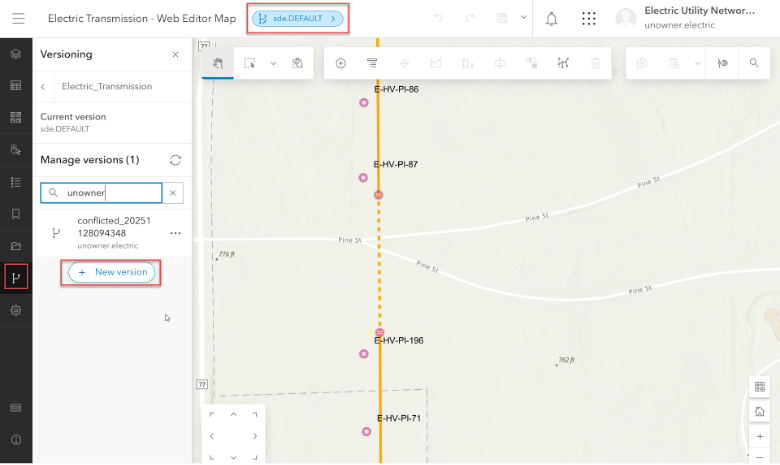 Erstellen einer Verzweigungsversion in der Web Editor Map
