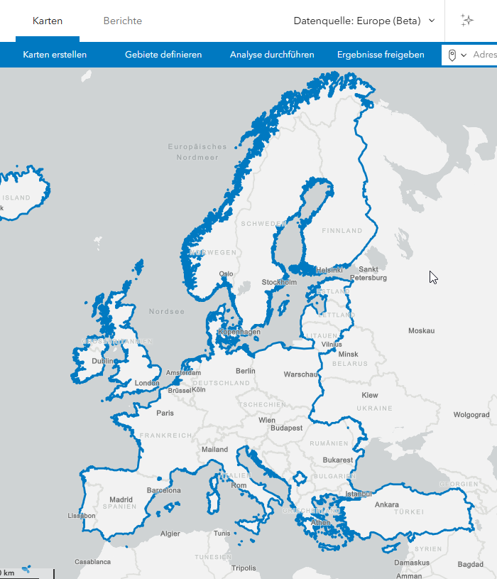 Ansicht der Europa-Karte
