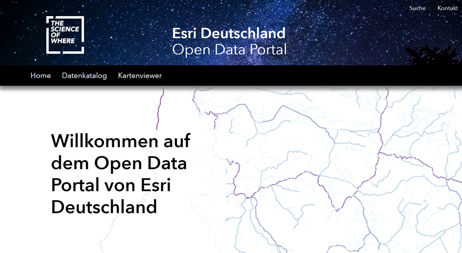 Startseite des Esri Deutschland Open Data Portals