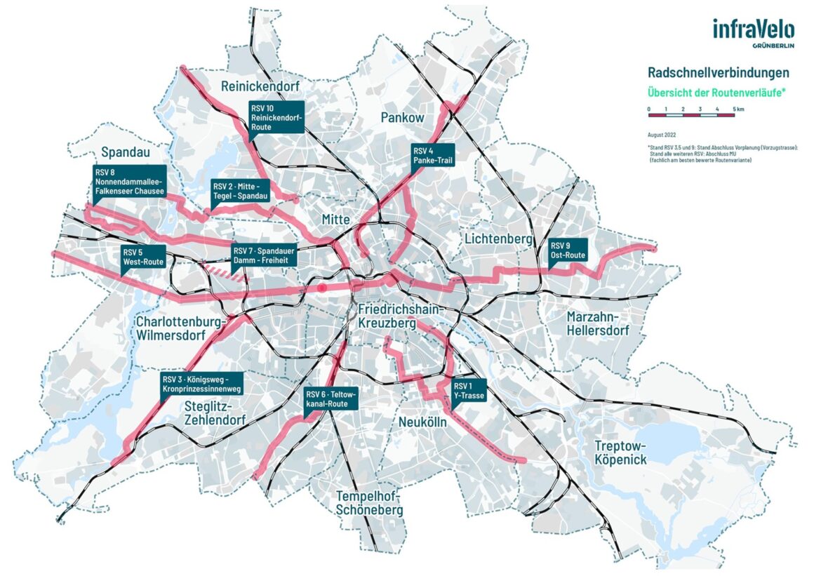 Übersicht Radschnellverbindungen in Berlin