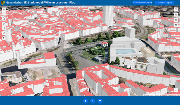 Planungsentwürfe im 3D-Stadtmodell. Quelle: Stadt Leipzig