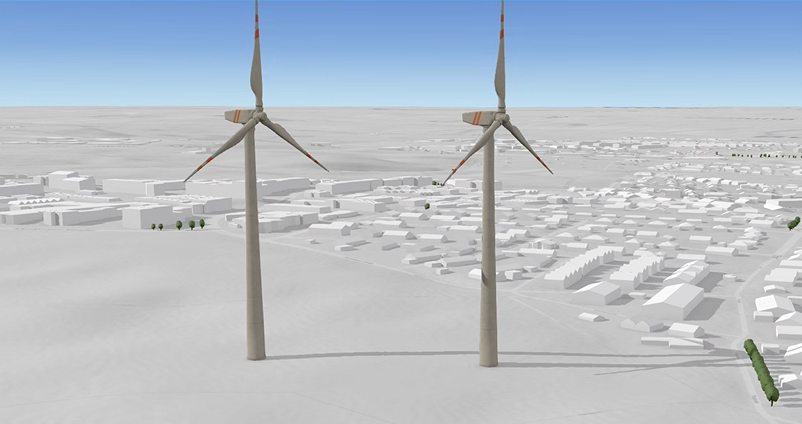 Die 3D-Visualisierung bietet einen realistischen Einblick in die<br />
geplante Umsetzung von Windenergieprojekten und deren Einfluss auf die Umgebung