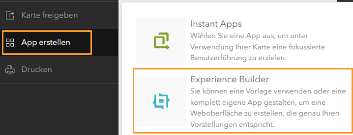 Experience aus dem neuen Map Viewer heraus starten.