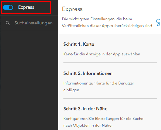 Express-Modus Auswahl