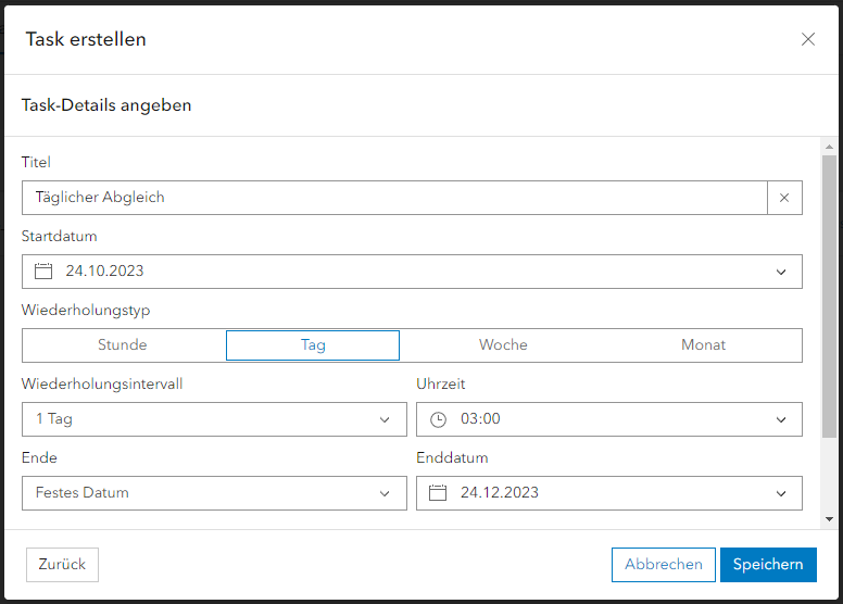 Task erstellen für Data Pipeline