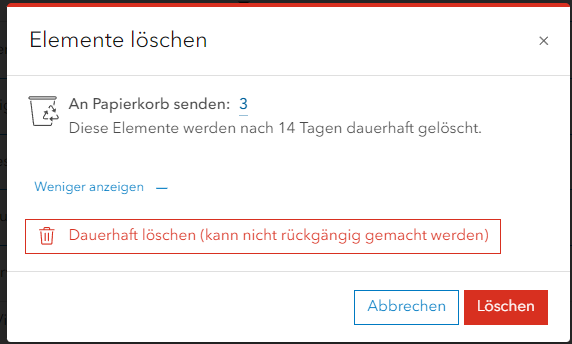 Elemente werden beim Löschen zuerst in den den Papierkorb gesendet