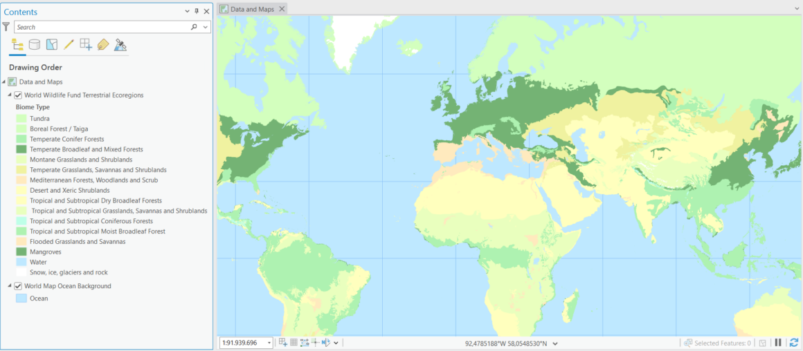 Abb. 6: Bsp. Terrestrische Ökoregionen der Welt und Ozeane der Welt.&nbsp;