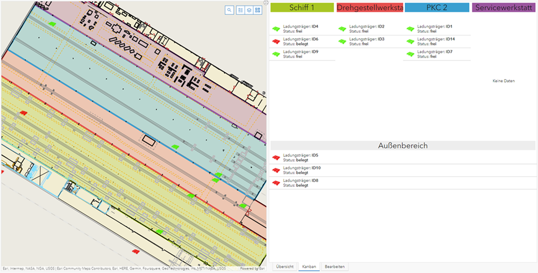 Ansicht zeigt Ladungsträger in einem Werk der Deutschen Bahn