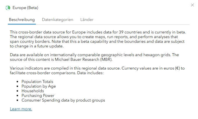 Informationen zur Europe(Beta)