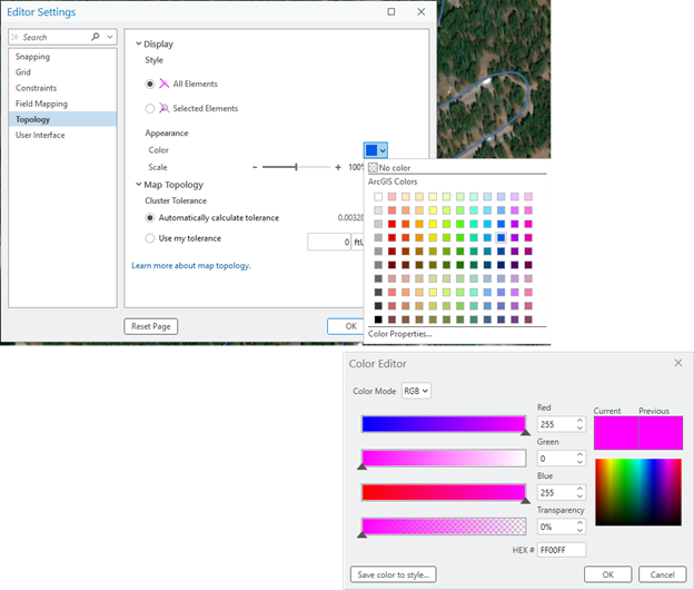 Die Farbe des Topologiegraphen kann mit der ArcGIS Pro-Farbenpalette geändert werden.