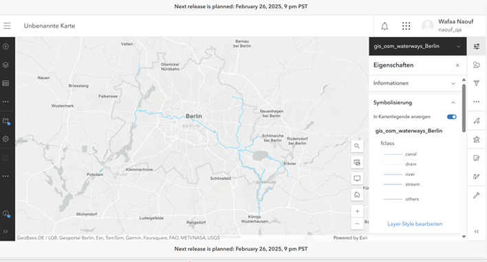 Anwendungen des Display Filters für Wasserwege verschiedener Kategorien, abhängig von der Skalierung