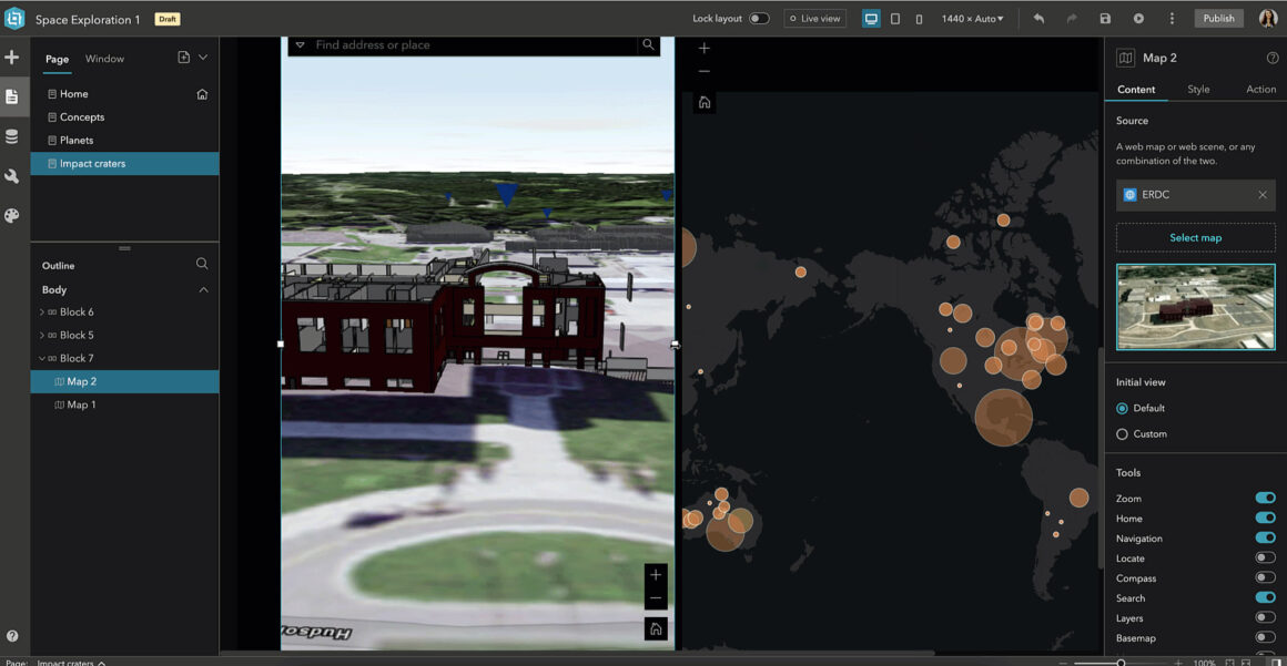 Beispiel aus ArcGIS Experience Builder von Esri