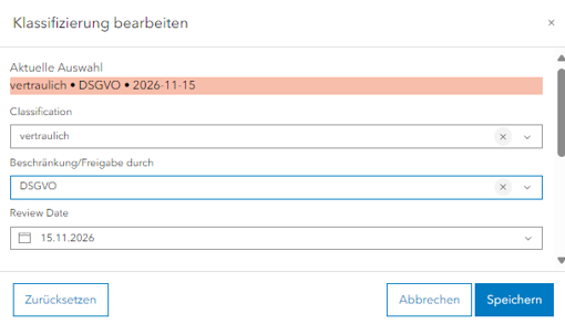 Beispiel der Item Classification in der Elementübersicht 