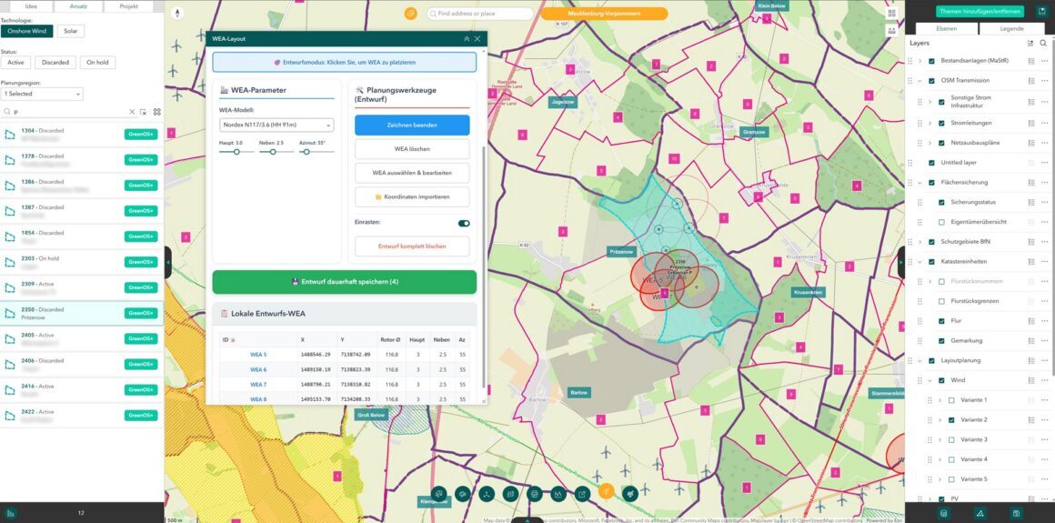 Layout-Planung für&nbsp;Windkraftanlagen im&nbsp;WebGIS&nbsp;