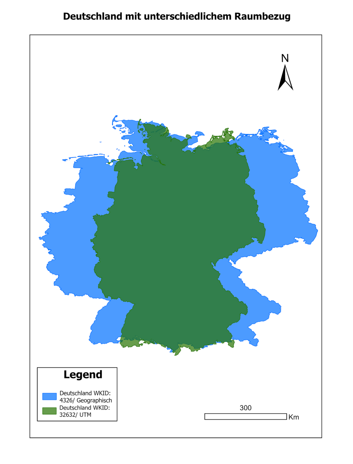 Abbildung 4 Die blauen Umrisse von Deutschland werden meist bei einer globalen, wohin gegen die grünen Umrisse bei einer lokalen Darstellung genutzt werden.&nbsp;