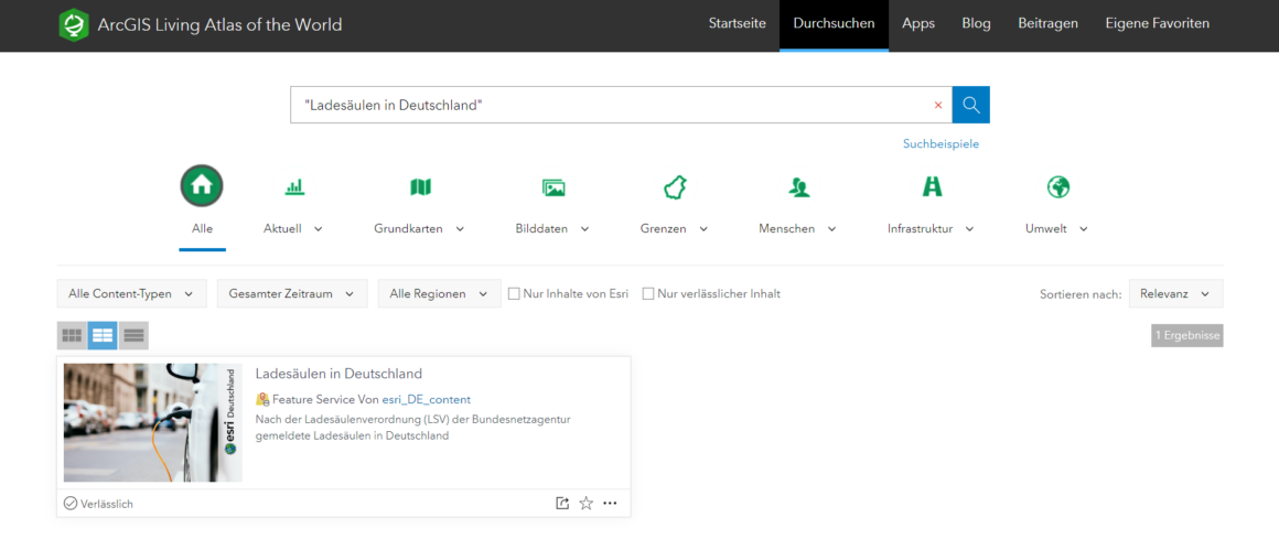 Feature Service im ArcGIS Living Atlas
