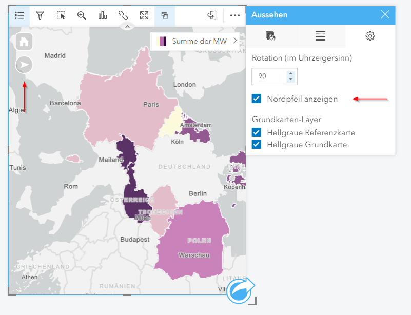 Nord-Pfeil in ArcGIS Insights