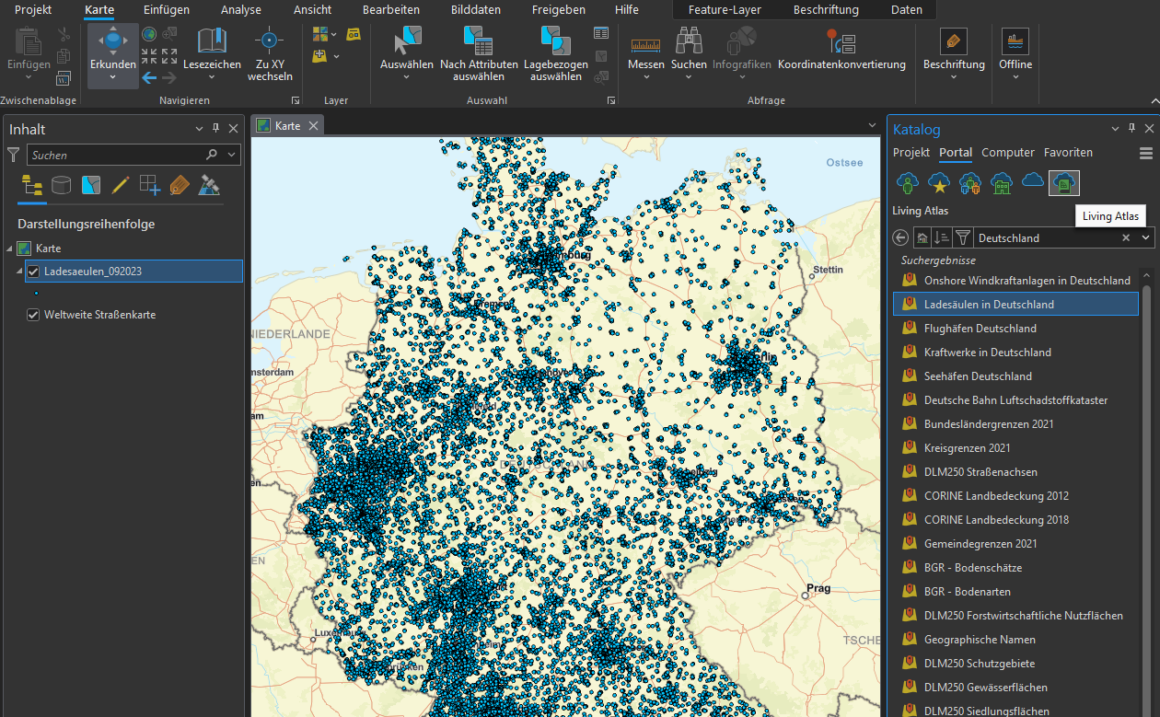 Hinzufügen von Living Atlas Elementen durch den Katalog in ArcGIS Pro