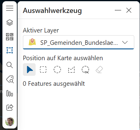 Ansicht des Auswahlwerkzeugs