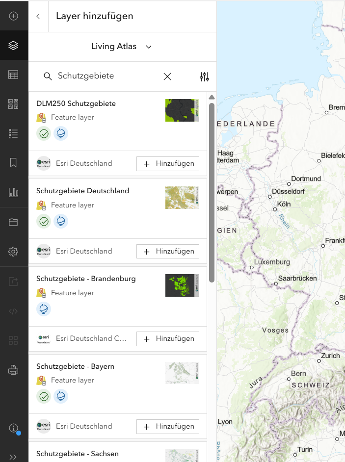 Abbildung 1: Suche in ArcGIS Online Map Viewer zeigt nur den Titel 