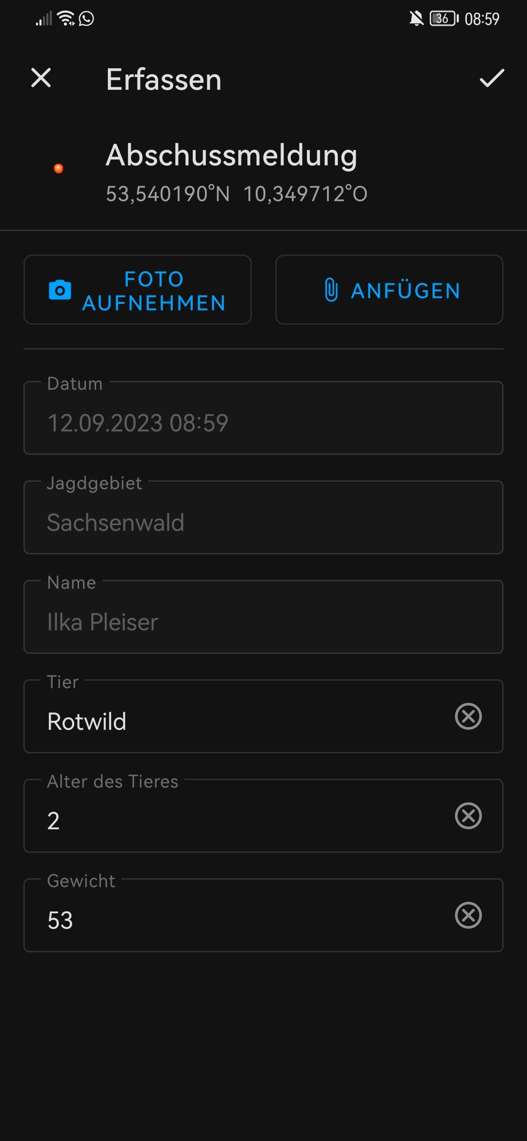 Eingabemaske in ArcGIS FieldMaps mit Berechtigung