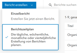 Screenshot, wie man einen Zeitplan für Berichte in ArcGIS erstellt.