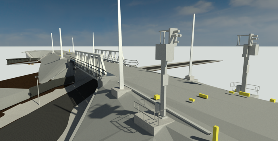 Digitales Abbilder einer Brücke für Bahnverkehr