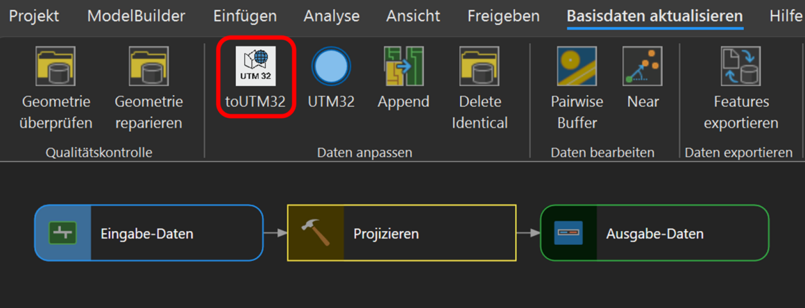 eigenes Werkzeug mit vordefinierten Parametern in eigener Registerkarte mit benutzerdefiniertem Symbol