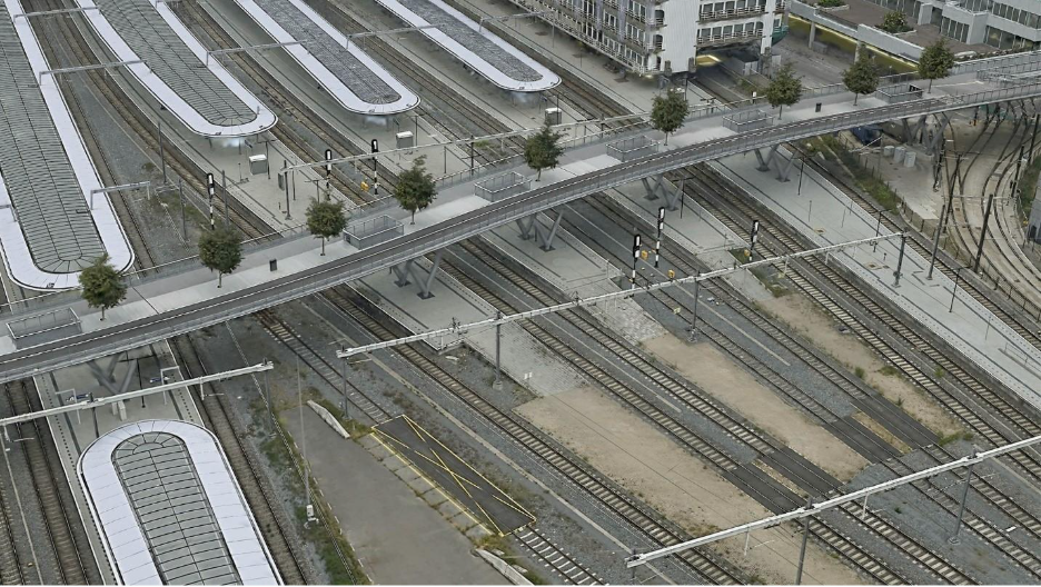 3D-Visualisierung des Hauptbahnhofs von Utrecht unter Verwendung eines&nbsp;Gaussian-Splatting-Layers.