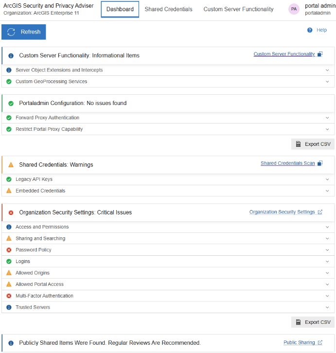 ArcGIS Security&nbsp;Adviser&nbsp;Dashboard