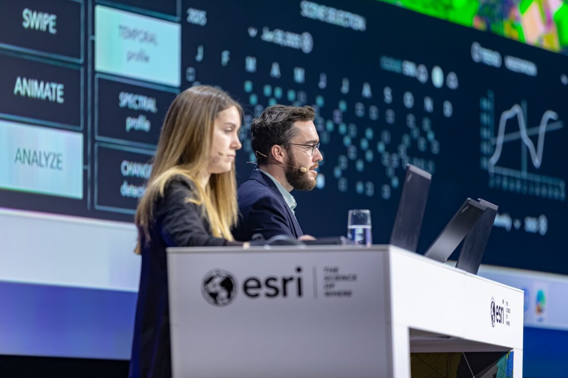 Matthias Stängel und Jasmin Müller in der Esri Plenary in Bonn