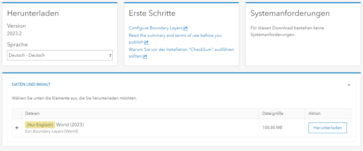 Download von „Boundary Layer“ aus my.esri.com