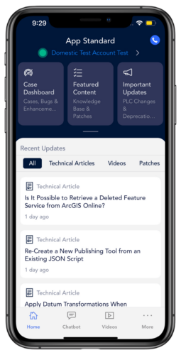 Navigation in der Esri Support App