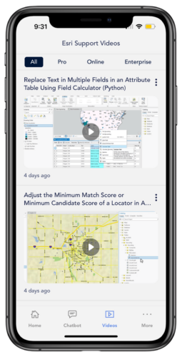 Videos in der Esri Support App